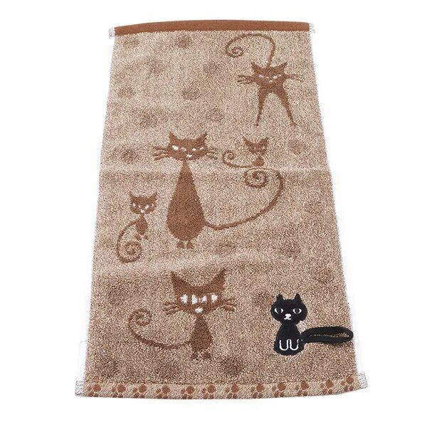 Charming Cartoon Cat Embroidered Cotton Face Towel