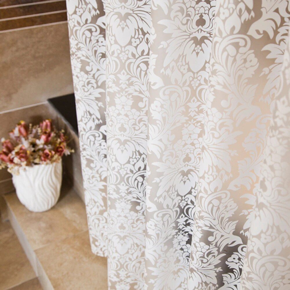 Elegant Moroccan Floral Shower Curtain with Waterproof PEVA Design and Hooks - Various Sizes