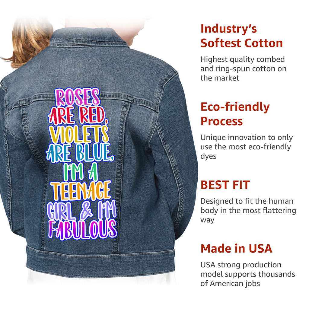 Roses Are Red Kids' Denim Jacket - Colorful Jean Jacket - Funny Denim Jacket for Kids