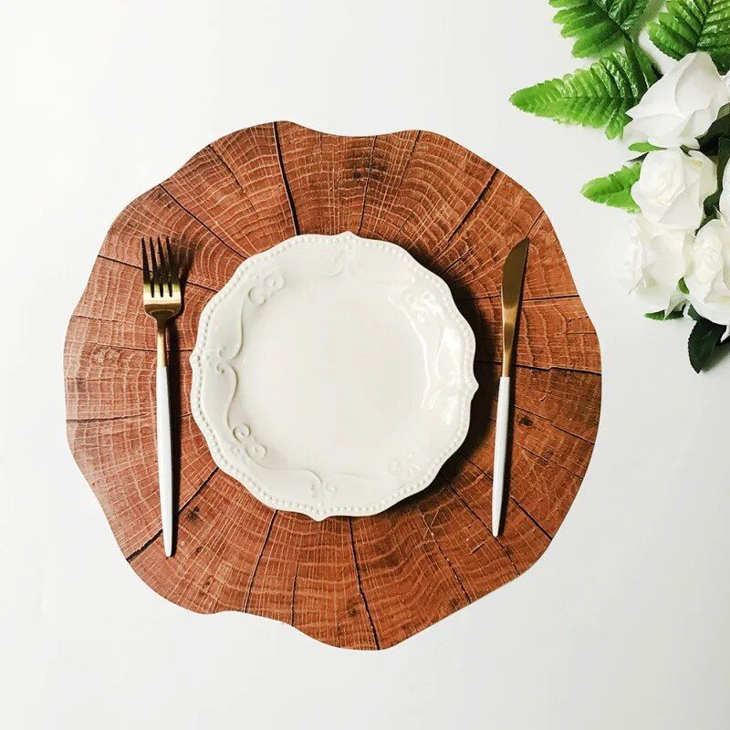 Round Wood Grain Placemat - Non-Slip, Heat Insulating Dining Table Mat