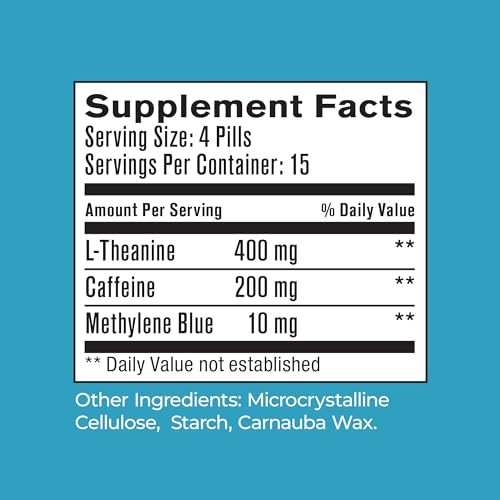 Best 365 Labs Maximum Strength Brain Support - Methylene Blue, Caffeine, and L-Theanine - Improve Focus and Memory - Unlock Your Brain’s Potential - 60 Tablets