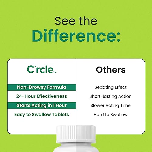 C'rcle Cetirizine HCL 10mg 365 Tablets - Antihistamine - for Indoor & Outdoor Allergies - Runny Nose, Itchy & Watery Eyes Relief