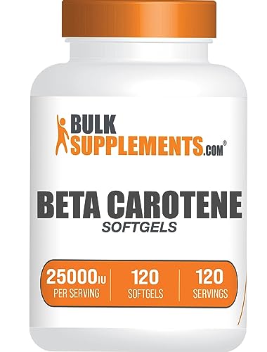 BULKSUPPLEMENTS.COM Beta Carotene 25000 IU Softgels - Vitamin A Supplement, Beta Carotene Supplements, Beta Carotene Pills - Gluten Free, 1 Beta Carotene Softgel per Serving, 120 Softgels