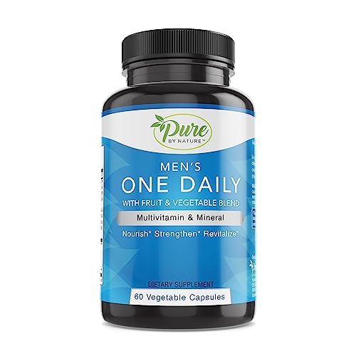 Pure By Nature One-Daily Multivitamin for Men, Immune Support Supplement with Non-GMO Ingredient, Vitamin & Minerals for Energy, 60 Veggie Capsules