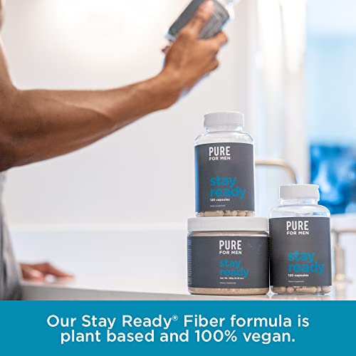 Pure for Men Stay Ready Fiber Supplement, 240 Vegan Capsules | Supports Daily Digestive Cleanliness and Regularity | Psyllium Husk, Aloe Vera, Chia Seeds, Flaxseeds | Proprietary Formula