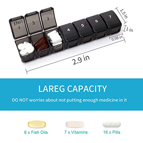 Extra Large Weekly Pill Organizer - 8 Day x 7 Compartments per Day,with dust-Proof Design and Large Compartment containing Vitamins, Supplements and Medicines