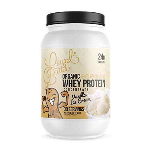 Laurel's Organic Vanilla Whey Protein Powder for Shakes, Smoothies, & Baking – Low Sugar Protein Powder – Non GMO & Gluten Free – 30 Servings (2 lbs.)