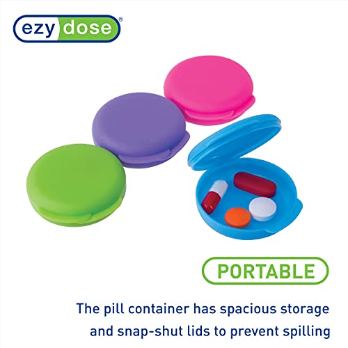 EZY DOSE Daily Round, Portable Pill and Vitamin Containers, Assorted, 2 Count