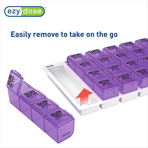 EZY DOSE One-Day-At-A-Time Weekly Pill Planner with Pop-Outs (Large), assorted blue, green and purple (67388)