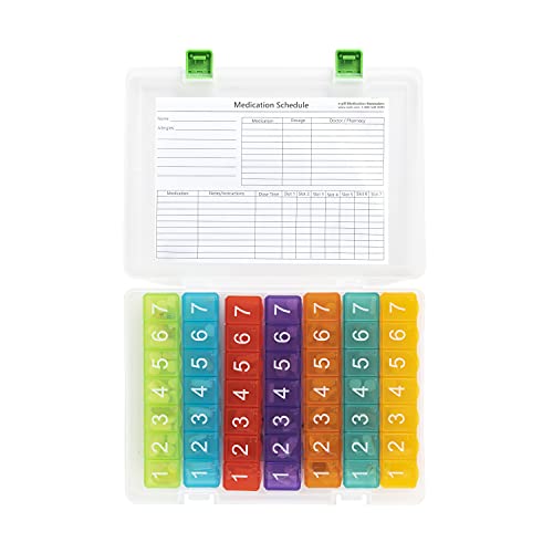 e-Pill 7 Times a Day x 7 Day Weekly Pill Organizer, Vitamin and Medicine Pillbox with Clear Case