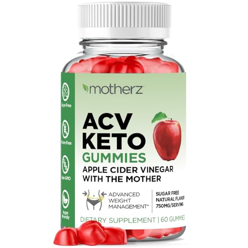 ACV Keto Gummies with Apple Cider Vinegar (with The Mother) - Sugar Free Keto ACV Gummies for Weight Management Cleanse & Detox – Natural Apple Flavor – Non-GMO – Gluten-Free – Vegan