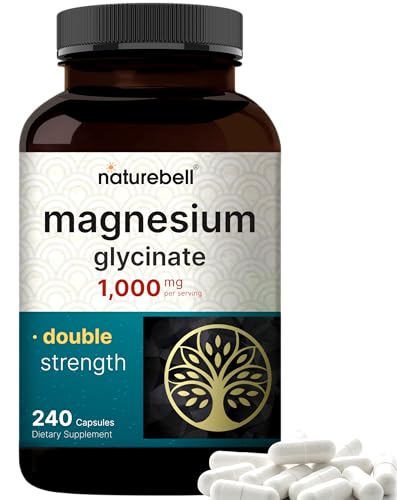 Magnesium Glycinate Supplement 1,000mg | 500mg Per Capsule, 240 Pills | 100% Chelated & Purified – Non-GMO & Gluten Free