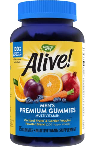 Nature's Way Alive! Men's Premium Gummy Multivitamin, Full B Vitamin Complex to Support Daily Energy Metabolism*, 75 Gummies