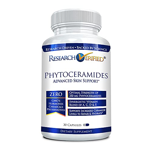 Research Verified 100% Pure Phytoceramides - 100% Pure Wheat Extract Oil - with Vitamin E- #1 Wrinkles Fighter - 30 Capsules - 1 Month Supply