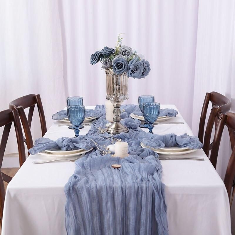 Rustic Elegance Polyester Gauze Table Runner