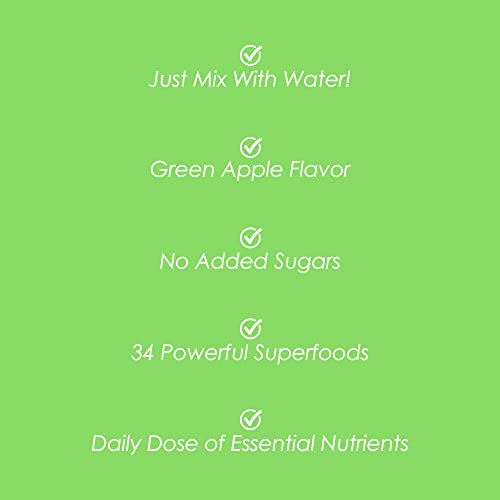 SkinnyFit Skinny Greens, Green Juice Superfood Powder, Green Apple Flavor, Natural Energy & Focus, Spirulina, Chlorella, 30 Servings