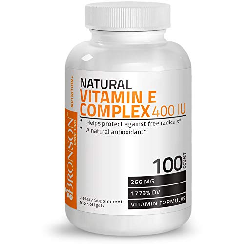 Bronson Natural Vitamin E Complex Supplement 400 I.U. (80% D-Alpha Tocopherol), Natural Antioxidant, 100 Softgels