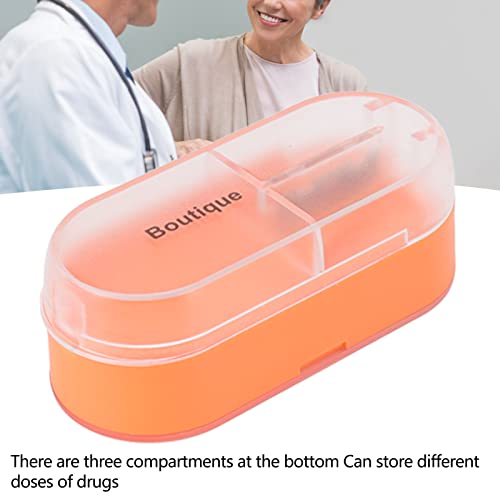 Vakitar Pill Cutter and Splitter with Storage Function Portable Pocket Medicine Storage Box can Cut Pills Vitamin Pills Travel Size (Orange)