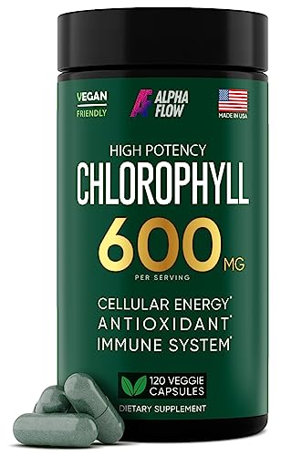 Chlorophyll Capsules 600 mg - Natural Chlorophyll Pills for Women & Men - Highly BioAvailable Organic Chlorophyll Supplement for Energy, Immunity & Skin Health - Internal Deodorant, Detox & Cleanse