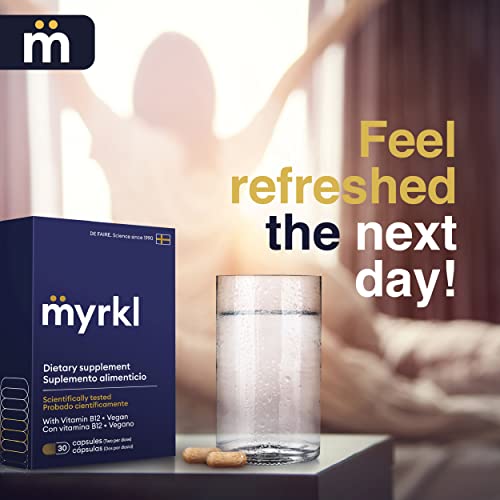 Myrkl Unique Pre-Drinking Supplement for Liver Health Support, Helps Morning Energy with High-Performing Probiotic, L Cysteine & Vitamin B12, Social Evening, Party & Vacation Essentials, 30 Capsules