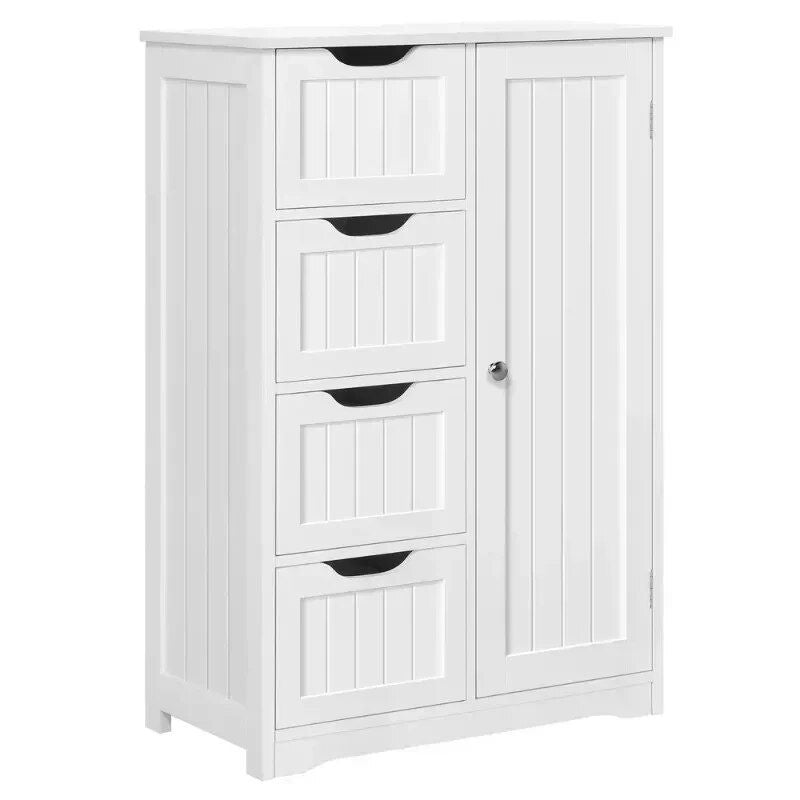 Elegant Wooden Bathroom Storage Cabinet with Drawers and Cupboard