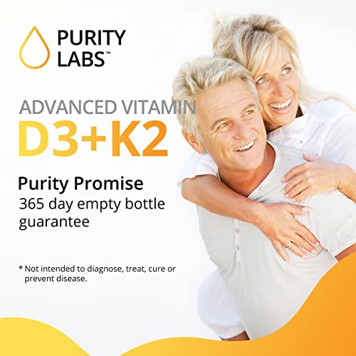 Purity Labs Vitamin D3 K2 10000 IU, (250mcg) D3 + 200mcg K2 MK7 - Immune Support Supplement Enhanced with Bioperine - Vegan Supplements for Daily Defense, Bone, Muscle & Skin Health - 120 Capsules