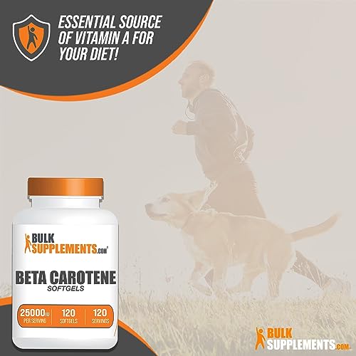 BULKSUPPLEMENTS.COM Beta Carotene 25000 IU Softgels - Vitamin A Supplement, Beta Carotene Supplements, Beta Carotene Pills - Gluten Free, 1 Beta Carotene Softgel per Serving, 120 Softgels