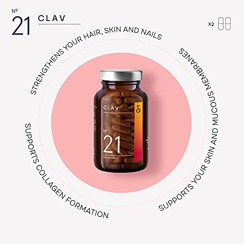 CLAV® Glow Hair Vitamins with Biotin 10000mcg - Vegan Hair Growth Supplement - Hair, Skin, Nail Nutrients with Zinc & Selenium - 120 Capsules for Men & Women - Made in Germany