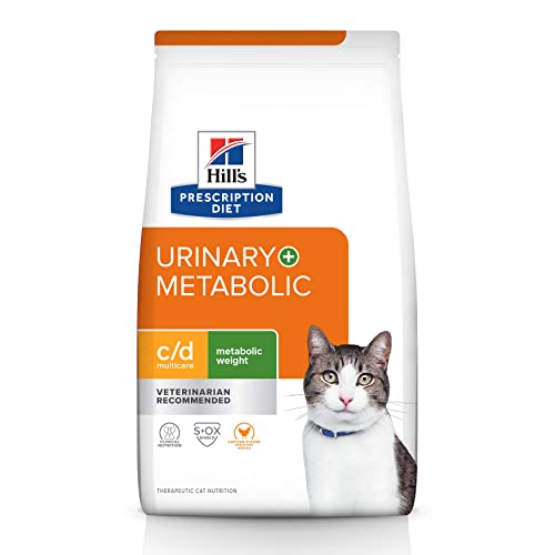 Hill's Prescription Diet c/d + Metabolic, Urinary + Weight Care Chicken Flavor Dry Cat Food, Veterinary Diet, 6.35 lb. Bag