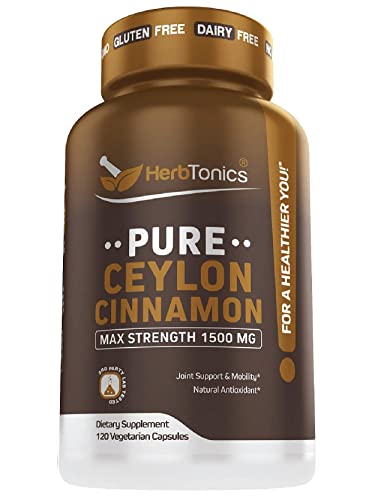 Premium Ceylon Cinnamon Capsules - Effective Cinnamon Pills for Enhanced Well-Being - 1500mg Ceylon Cinnamon Supplement Supports Daily Health- 120 Vegetarian Capsules