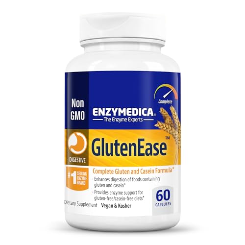 Enzymedica GlutenEase, Food Intolerance Digestive Aid, Defense Against Hidden Gluten Meals, 60 Capsules (FFP)