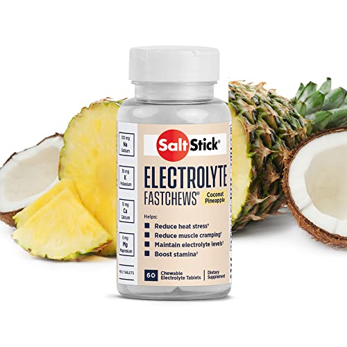 SaltStick FastChews Chewable Electrolyte Tablets | Salt Tablets for Runners, Sports Nutrition | Electrolytes for Hydration | 60 Coconut Pineapple Tablets