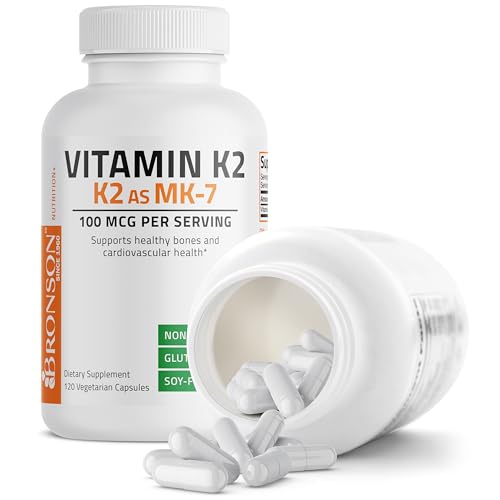 Bronson Vitamin K2 as MK-7 Menaquinone 100 mcg Non-GMO, 120 Capsules