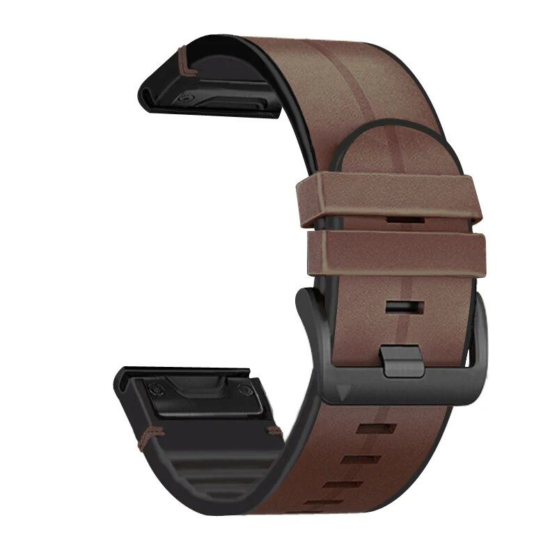 QuickFit Leather & Silicone Strap for Garmin Fenix Series - 22mm/26mm