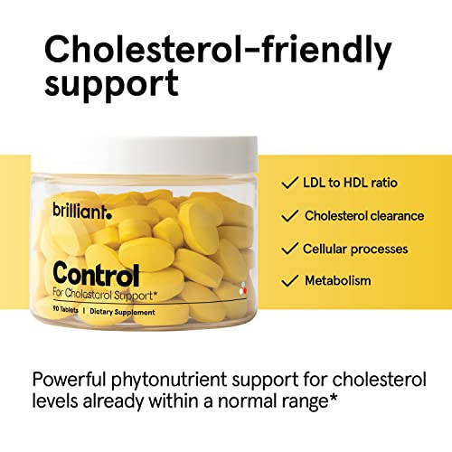 Brilliant Control™ Dietary Supplement for Cholesterol Support – Formulated with Phytosterols, Berberine, Milk Thistle, Lycopene – Vegan & Gluten Free (90 Tablets)