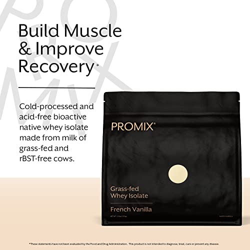 Promix Whey Protein Isolate Powder, Vanilla - 2.5lb Bulk - Grass-Fed & 100% All Natural - ­Post Workout Fitness & Nutrition Shakes, Smoothies, Baking & Cooking Recipes - Gluten-Free & Keto-Friendly