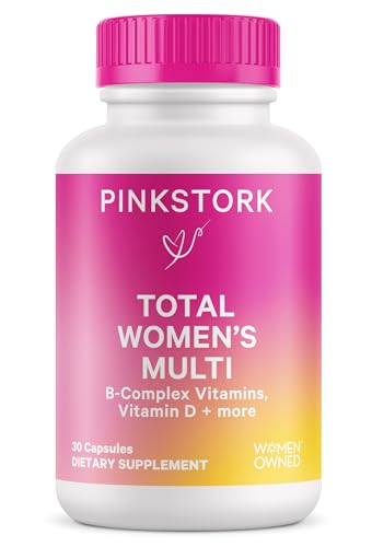 Pink Stork Women's Multivitamin - 19 Vitamins & Nutrients for Hair, Skin, & Nails, Bone Health, Energy, Immune Support - Iron, Zinc, B6, B12 & More - 30 Capsules (Packaging May Vary)