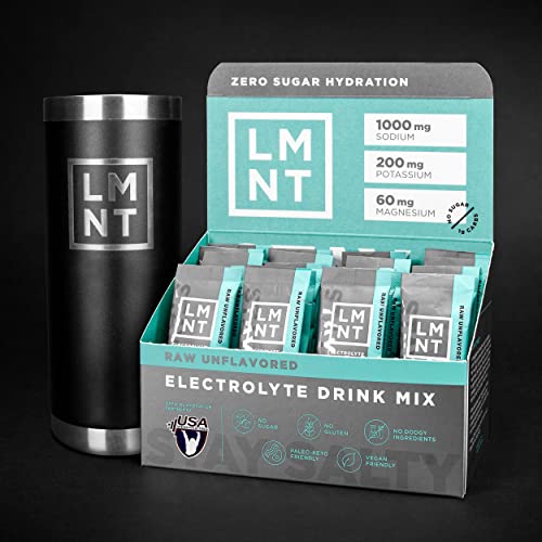 LMNT Zero-Sugar Electrolytes - Raw Unflavored Salt - Hydration Powder Packets | No Artificial Ingredients | Keto & Paleo Friendly | 30 Sticks