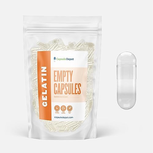 CapsuleDepot - Clear Size 0 Empty Capsules - 1,000 Count Empty Gelatin Capsules - Empty Pill Capsules - DIY Capsule Filling - Fillable Pill Capsules Empty Gel Caps