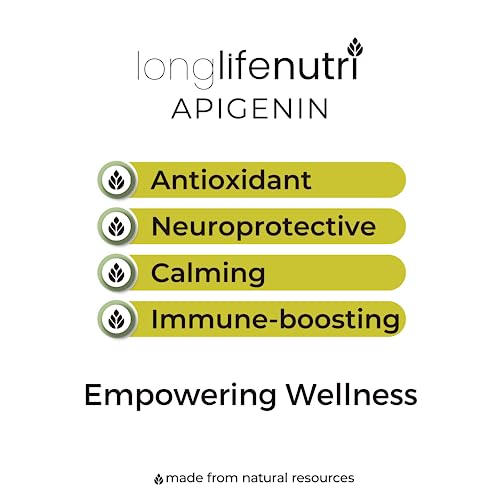 Apigenin Supplement 100mg 180 Vegetarian Capsules | Powerful Bioflavonoid Found in Chamomile Extract | Natural Prostate Health Support | Pure Herbal Complex for Sleep Stress Mood | 100 mg Powder Pill