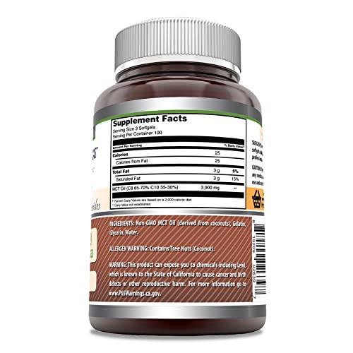 Amazing Formulas MCT Oil 1000 Mg, 300 Softgels (Non-GMO) - Supports Sustained Energy Production* -Thermogenic Metabolism Booster* -Promotes Immune Health