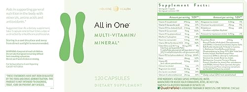 Holistic Health All in ONE Multi Vitamin and Mineral for Antioxidant Boost, Multi Minerals Supplement for Supporting Methylation and Immunity Boost, 120 Capsules