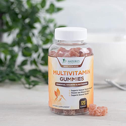 Multivitamin Gummies for Adult Women & Men, Daily Gummy Multivitamins Nutritional Support with 13 Vitamins and Minerals - Nature's Multi Vitamin Supplement, Non-GMO Berry Flavor - 120 Gummies