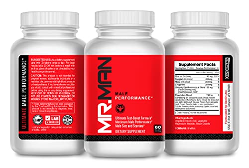 Mr Man Male Enlargement Pills- Size Enhancing Supplement for Men- Add Over 3 in 90 Days- 60 Tablets