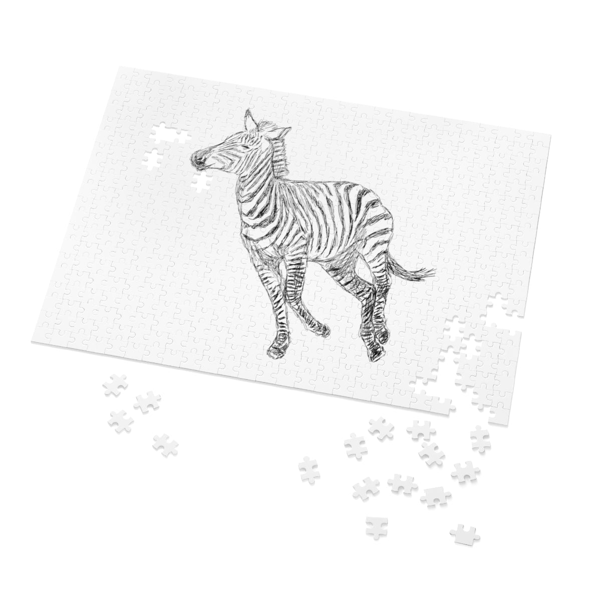 Home Decor, Puzzle Print for Children or Adults, Galloping Zebra Line