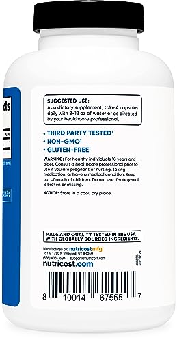 Nutricost Creatine Monohydrate 3,000mg, 180 Capsules (750mg Per Capsule) - Gluten Free, Non-GMO