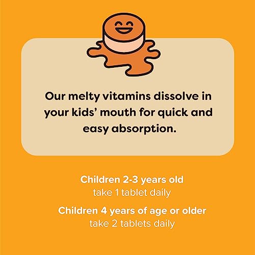 Renzo's Kids Vitamin C with Elderberry & Zinc for Immune Support, Vegan Vitamin C for Kids, Zero Sugar, Non-GMO, Oh-Oh-Oh Orange Flavor, Easy to Take Chewable Vitamin C Tablets, [60 Melty Tabs]