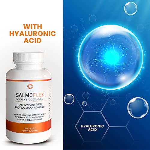 VITASEI Salmoflex Marine Collagen Peptides Pills W/Hyaluronic Acid, Vitamin C, D, E| Salmon Supplements -Hair, Skin, Nails | Multivitamin for Women & Men |Knee, Joint Relief -2 x 60 Capsules