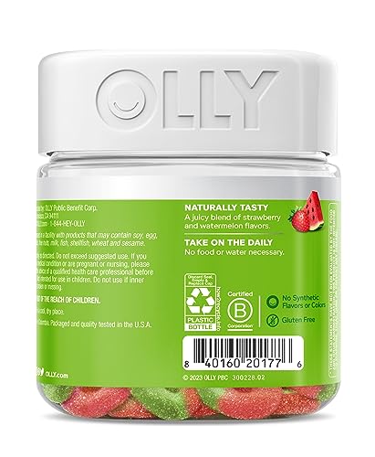 OLLY Fiber Gummy Rings, 5g Prebiotic Fiber, FOS (Fructo-oligosaccharides), Digestive Support, Berry Melon 50ct