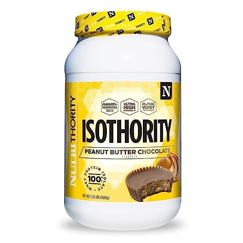 Isothority Whey Protein Isolate, Chocolate Peanut Butter, 2 lb - Ultra Absorbable Branched Chain Amino Acids (BCAA) Powder with 25g Per Serving, Low Carb - Build Muscle & Accelerate Recovery